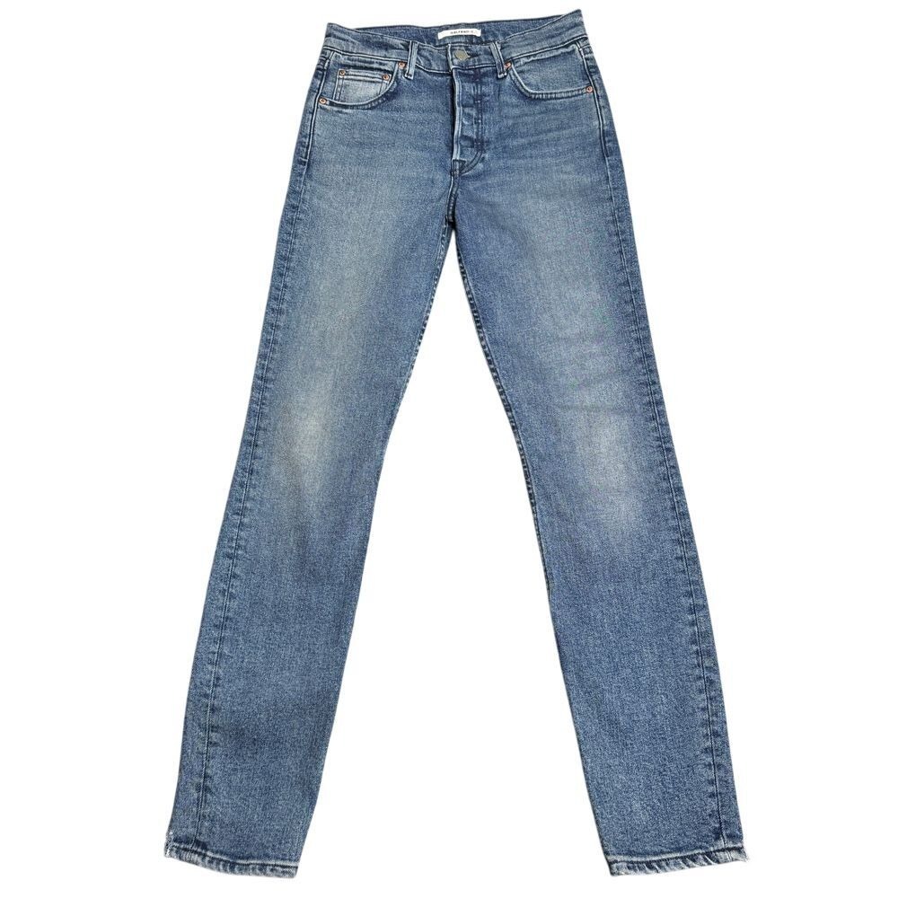 GRLFRND Karolina High Rise Straight Leg Jeans 25 Raw Back Hem Medium Wash Denim